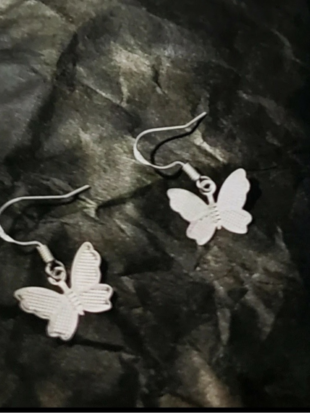 Beginning Boutique Silver Butterfly Dangle Earrings - Picture 1 of 3